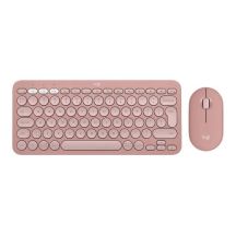 Logitech Pebble 2 Combo Tastatur und Maus (universell, kabellos per Funk + Bluetooth, QWERTZ-Tastatur, amerikanische und internationale Tastatur, Pink)