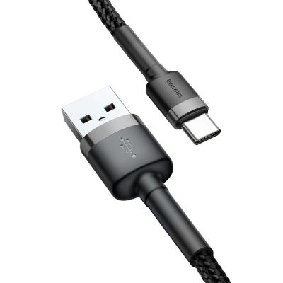 7. Baseus Cafule USB-A / USB-C QC 3.0 3A Kabel 0,5 m - Schwarz und Grau