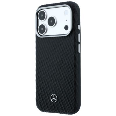 2. Mercedes Leder-Halbhülle in Holzoptik mit MagSafe-Funktion für iPhone 17 Pro – Schwarz
