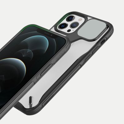 11. Nillkin Cyclops Case robuste Hülle mit Kameraabdeckung und faltbarem Ständer iPhone 13 Pro schwarz