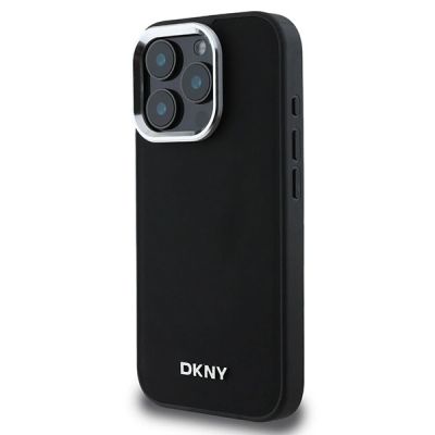 2. DKNY Plain Silver Logo MagSafe Hülle für iPhone 16 Pro – Schwarz