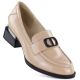 2. Damen-Lackschuhe aus Leder mit Zierabsatz, beige, Vinceza 58638