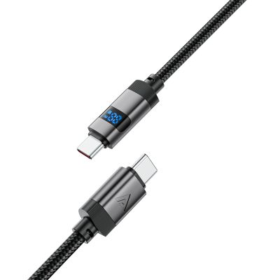 4. Acefast C15-03 USB-C - USB-C-Kabel mit Display 480Mb/s 60W 1,2m - Schwarz
