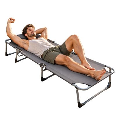 27. FALTBARES CAMPINGBETT, 3-POSITIONEN, 188 X 73 X 28 CM, DUNKELGRAU