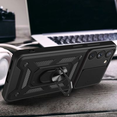 6. Hybrid Armor Camshield Hülle für Samsung Galaxy S23+ gepanzerte Hülle mit Kameraabdeckung rot