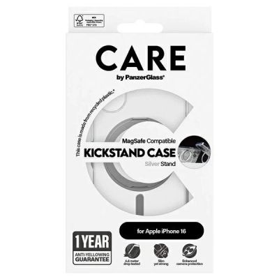 5. CARE by PanzerGlass Feature Kickstand Case mit MagSafe für iPhone 16 - Silber