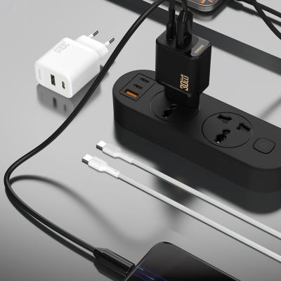 6. Dudao A27TCEU PD 30W GaN USB-A/USB-C-Wandladegerät mit USB-C-Kabel – Weiß