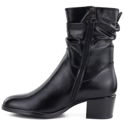 3. Schwarze Damen-Ankle-Boots mit hohem Absatz und gerafftem Schaft, Vinceza 58682
