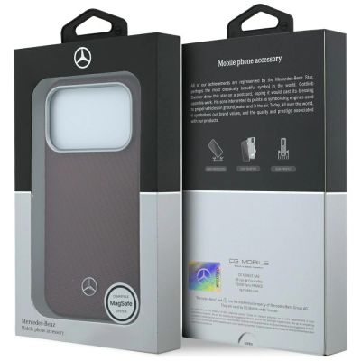 8. Mercedes Leder-Halbhülle in Holzoptik mit MagSafe-Funktion für iPhone 17 Pro Max / 18 Pro Max – Burgunderrot