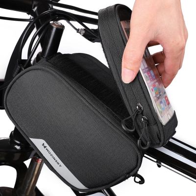 4. Wozinsky Rahmen Fahrradtasche + abnehmbare Handyhülle bis 6,5" 1,5l schwarz (WBB7BK)