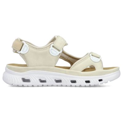 11. Rieker W RKR691 bequeme Klett-Sandalen beige
