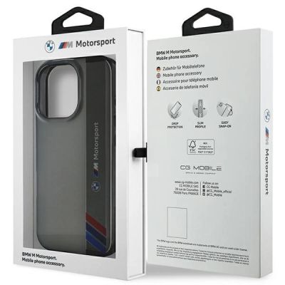 8. BMW Motorsport IML Hülle mit vertikalen Streifen für iPhone 16 Pro – Grau