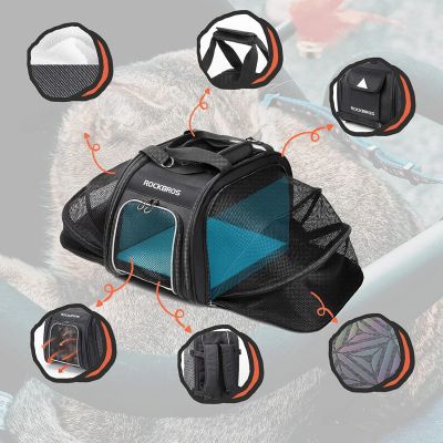 10. Rockbros 30140028001 Transport-Fahrradtasche für Katzen und Hunde – Schwarz