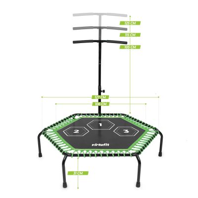 13. VIRTUFIT FITNESS PRO TRAMPOLIN MIT GRIFF - SCHWARZ - 127 CM