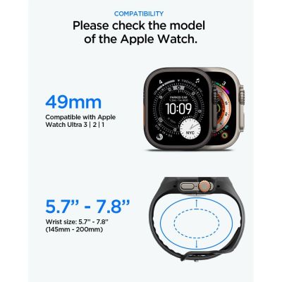 10. Spigen Liquid Air Pro Schutzhülle mit Armband + 9H-Hartglas für Apple Watch Ultra 49 mm – Schwarz