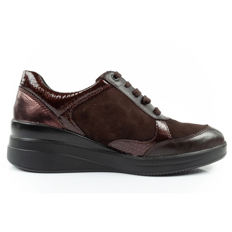 4. Scholl Emma Laces Damen Sport Leder Braun Plateauschuhe
