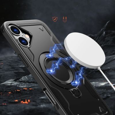 5. Hybrid Armor Trendige Hülle mit MagSafe für iPhone 16 Plus – Schwarz