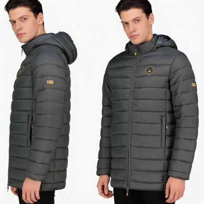 6. Geographical Norway Herrenjacke AMIGOMAP LONG HOOD DB DGREY MEN 233 DARK GRAY (WZ5086H/GN-GRIS FONCÉ)