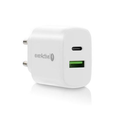 4. EVERACTIVE NETZLADEGERÄT MIT 1 X USB QUICK CHARGE 3.0 UND 1 X USB-C PD PPS 25 W, WEISS, SC-370Q