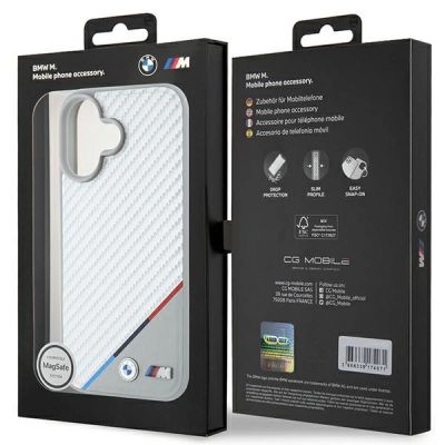 8. BMW M Carbon Tricolor Line MagSafe Hülle für iPhone 16 - Grau