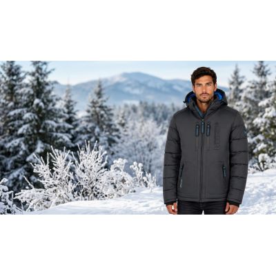 8. Herrenjacke Geographical Norway BEACHWOOD DGREY-BLUE DB MEN 068 BS4 (WU6633H/GN-DARK GREY)