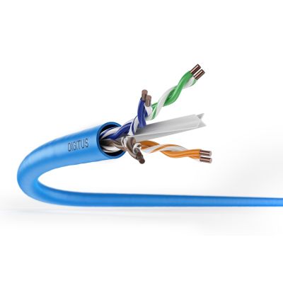 16. DIGITUS Installationskabel Kat. 6A, U/UTP, Eca, AWG 23/1, LSOH, 305 m, blau, Karton