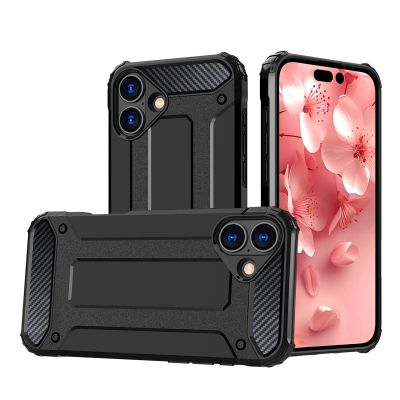 Hybrid Armor Panzerhülle für iPhone 16 – Schwarz