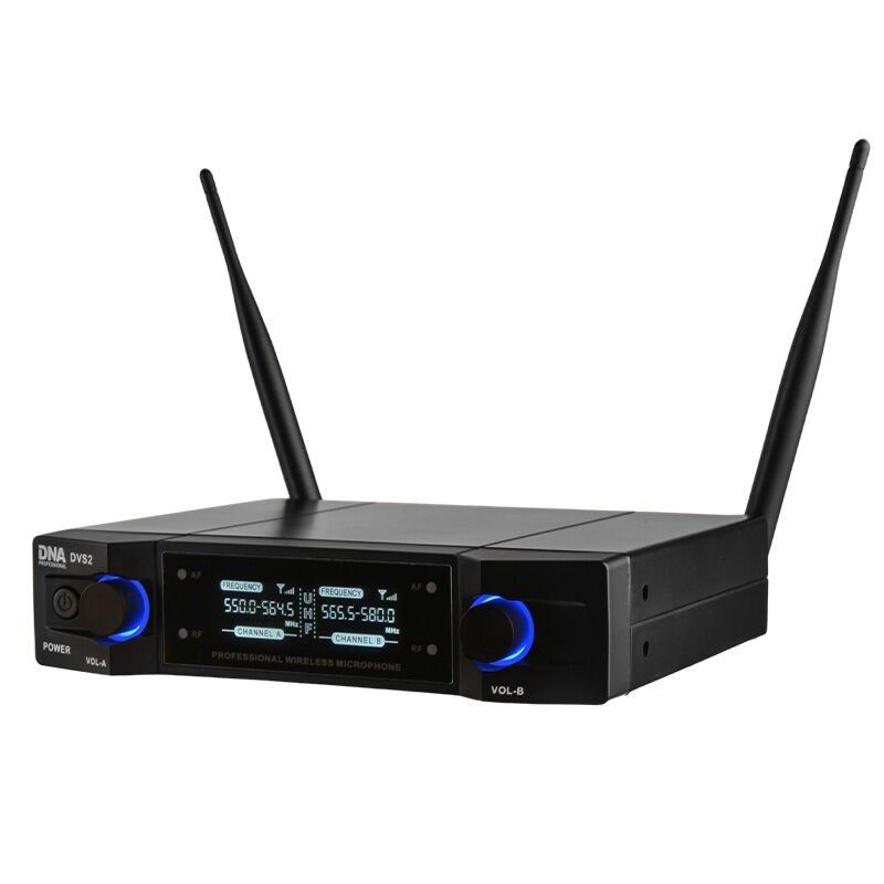 8. DNA DVS2 – Drahtloses Mikrofon, 2 Handsender + Basisstation, UHF-Band 560–590 MHz