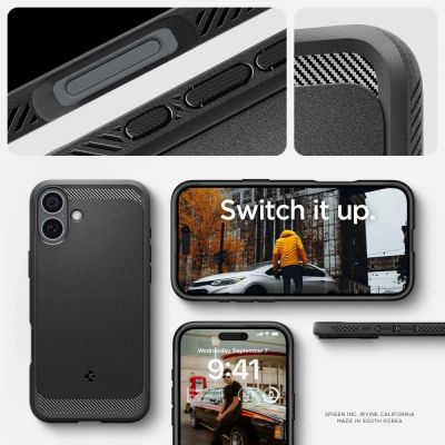 3. Spigen Rugged Armor MagSafe Hülle für iPhone 16 – Schwarz