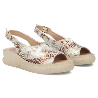 4. Damen-Keilsandalen aus Leder, goldfarben, Filippo DS7581