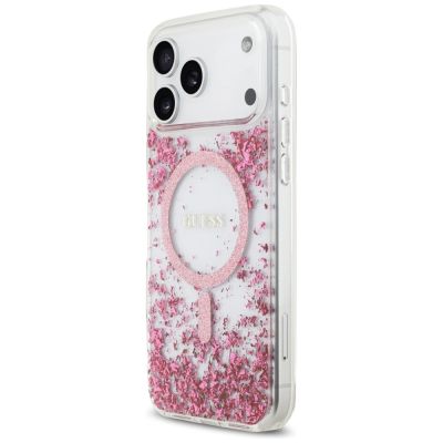 2. Guess MagSafe Hülle mit Harzboden und Glitzer für iPhone 17 Pro Max – Pink
