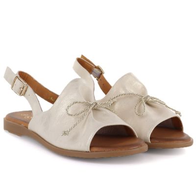 4. Damen-Ledersandalen mit Schleife, goldfarben, Campbell 26-19387