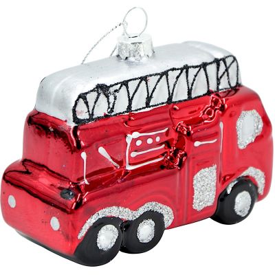 4. Glas-Christbaumkugel in Form eines Feuerwehrautos SASKA GIFT & DECOR