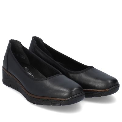 4. Rieker 53755-00 Damen-Keilschuhe aus Leder, bequem, schwarz