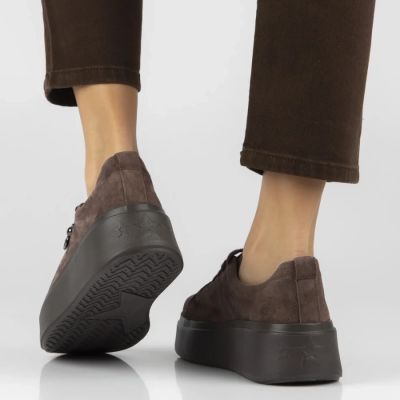 7. Damen-Plateauschuhe aus braunem Leder, Modell Filippo 6246