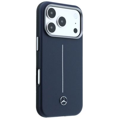 4. Mercedes Leder-Halbhülle mit ikonischer MagSafe-Ausführung für iPhone 17 Pro – Marineblau