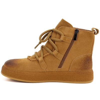 3. Damen-Ankle-Boots aus Leder mit dicker Sohle, kamelfarben, Artiker 55C1008