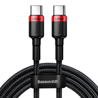 Baseus CATKLF-AL91 USB-C – USB-C PD QC-Kabel 100 W 5 A 480 Mbit/s 2 m – Schwarz und Rot