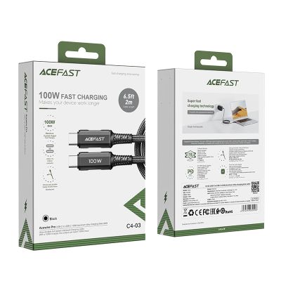 5. Acefast C4-03 Schwarz USB-C – USB-C PD QC-Kabel 100 W 5 A 480 Mbit/s 2 m – Schwarz