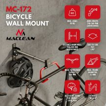 MACLEAN Fahrradhalter / Wandhalterung, horizontal, Stahl, max. Traglast 30 kg, Winkelverstellung MC-172