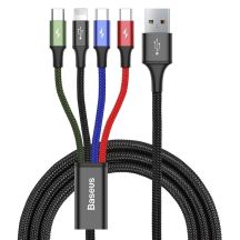Baseus CA1T4-B01 Stromkabelset (USB - Lightning, Micro-USB, USB Typ C; 1,2 m; schwarz)