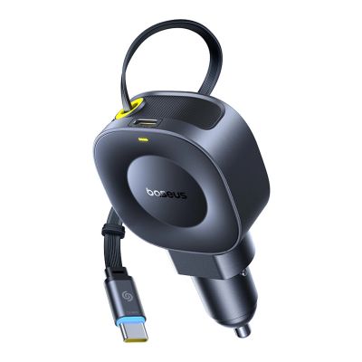 Baseus PrimeTrip VR2 45W + 45W Kfz-Ladegerät mit einziehbarem USB-C-Kabel – Schwarz