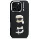 3. Karl Lagerfeld FW Grained Karl & Choupette Heads Pins Hülle für iPhone 16 Pro Max - Schwarz