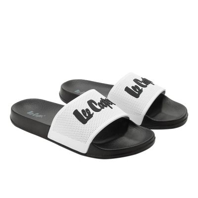 Lee Cooper Herren-Sneaker, bequeme, leichte Slipper, schwarz-weiß