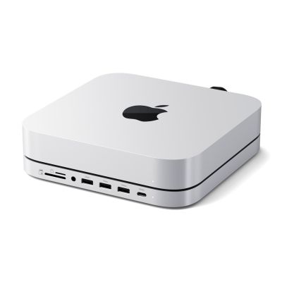 4. Satechi Stand & Hub – Ständer und Hub für Mac Mini/Studio (USB-C 3.2, USB-A 3.2, 2x USB-A 3.0, 3,5-mm-Klinkenbuchse, Micro-/SD-Anschluss, NVMe/M.2 SATA SSD)
