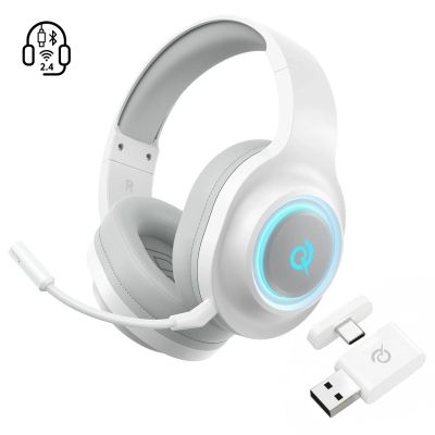 7. QCY Heroad V200 Tri-Mode Gaming-Kopfhörer mit 7.1-Sound, 240 Stunden Akkulaufzeit und abnehmbarem Mikrofon – Weiß