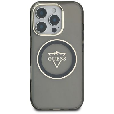 3. Guess IML Metal Mountain Logo MagSafe iPhone 16 Pro Max Hülle - Schwarz