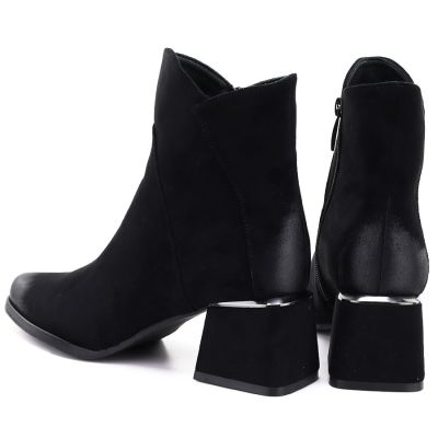 5. Schwarze Wildleder-Ankle-Boots mit hohem Absatz für Damen, Potocki SZ12875