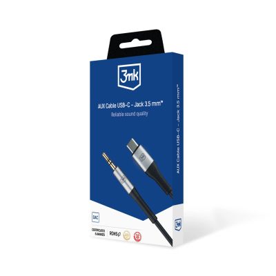 4. 3mk AUX-Miniklinkenkabel (3,5 mm) / USB-C-Kabel – silber