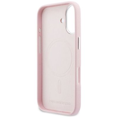 7. Karl Lagerfeld Karl & Choupette Head Pins Saffiano MagSafe Hülle für iPhone 17 - Pink